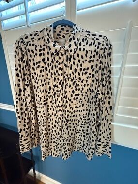 Chico's Animal Print Blouse - Size 2 (12-14)